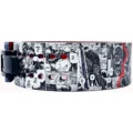 Durable black and white Manga Strength weightlifting belt with secure buckle, showcasing action-packed manga panels for core stability.