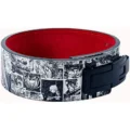 Durable black and white Manga Strength weightlifting belt with secure buckle, showcasing action-packed manga panels for core stability.