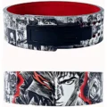 Manga Strength weightlifting belt featuring dynamic comic-style art, designed for strong back support during heavy lifting