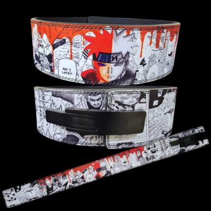 Durable powerlifting belt featuring Ninja Way theme with adjustable buckle, ensuring stability and style inspired by Naruto's journey.